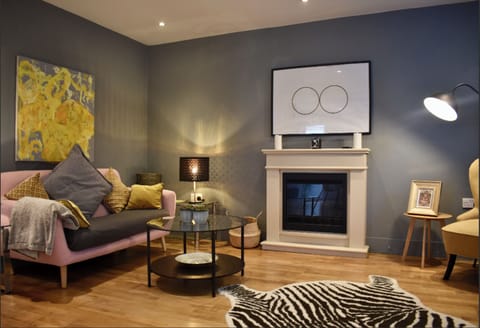 Stylish Living Room real flame effect fireplace and smart TV. 