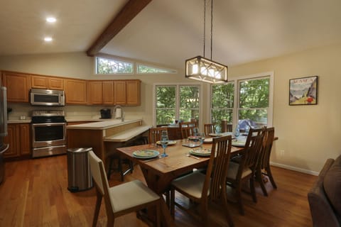 Dining Table for 8, plus 4 more seats at counter.