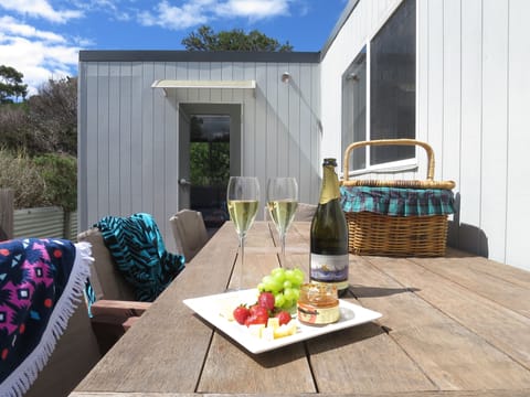 Local fare in the north-facing sundeck.