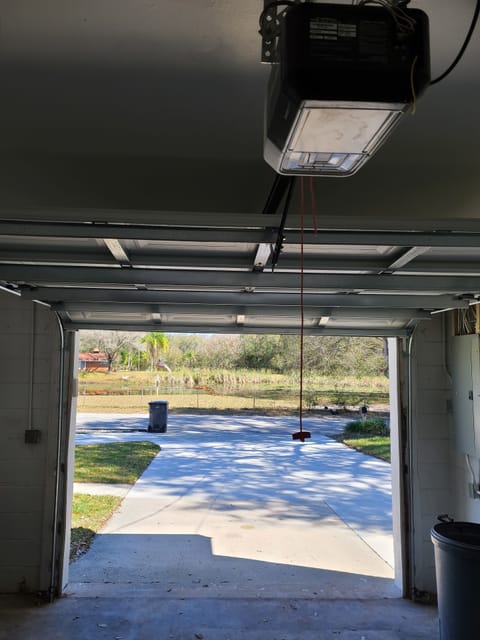 Garage door facing driveway