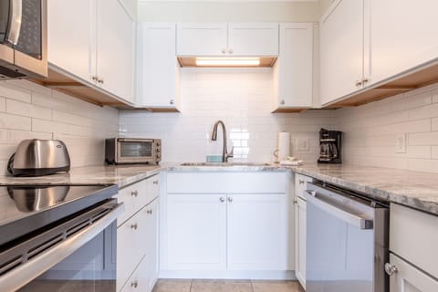 Fully stocked kitchen.