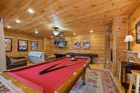 a pool table with all the necessary equipment
