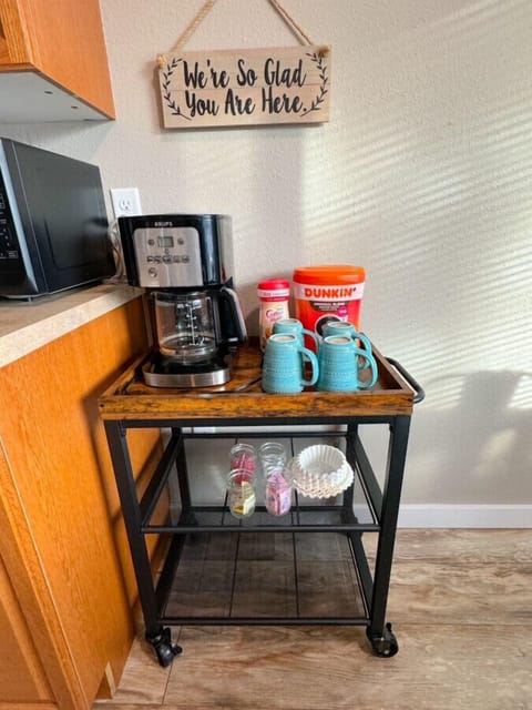Fully stocked coffee bar - grounds, creamers, and sweeteners provided