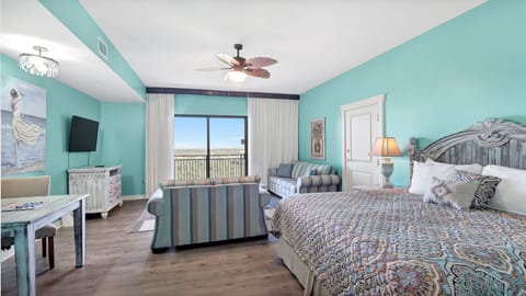Ample seating for the whole family to spread out and watch TV after a hot day on the beach.