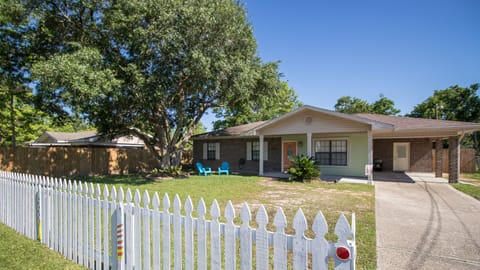 2 car driveway with one carport.