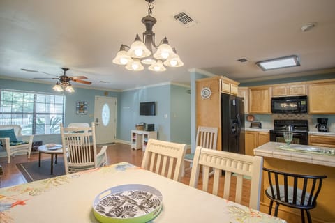 Ample room for a sit down dinner for six.