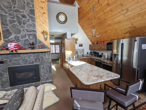 Kitchen and fireplace