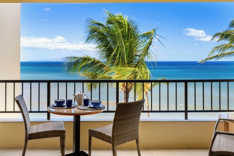 Enjoy your coffee on the top floor balcony while looking at whales and boats in the distance.
