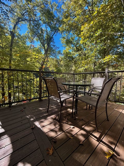 One of two tables on back patio
