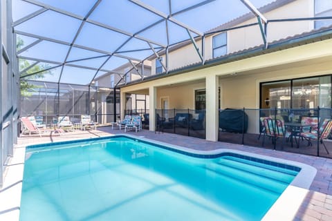 Large Covered Lanai, Patio Seating, Sun Loungers and Safety Fence