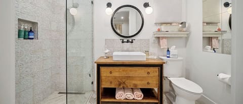 Bathroom with giant walk in shower