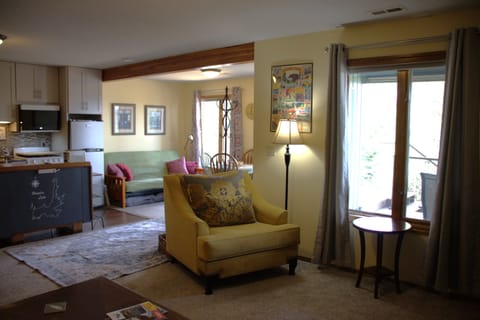 Cozy, light-filled interior with relaxing views in every season