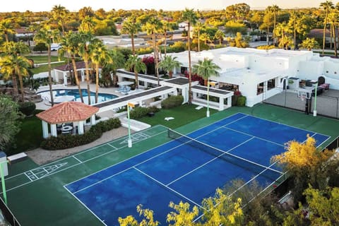 Shuffleboard and tennis court as well as basketball