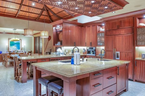 Chef's kitchen with state of the art WOLF appliances and Miele coffee machine