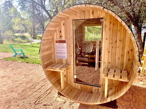 Four Person sauna nestled in backyard to melt away your cares!
