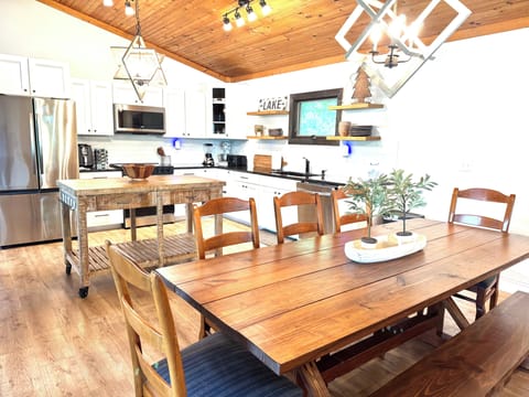 Large table for family meals and games!