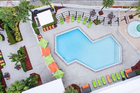 Swimming pool and poolside loungers