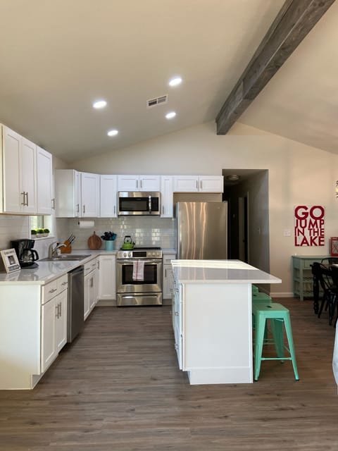 Kitchen and dining area in great room