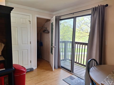 Private balcony with gorgeous views of the front yard.  Cloths closet