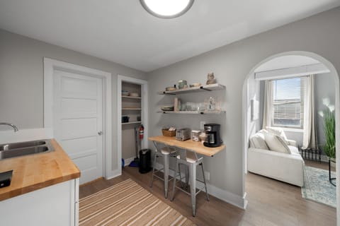 Kitchen with coffee bar, drip coffee maker only