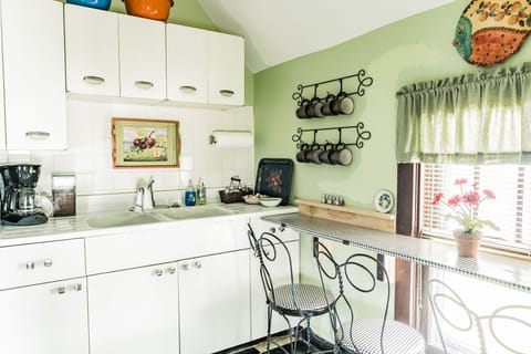 Kitchenette area, no stove, microwave