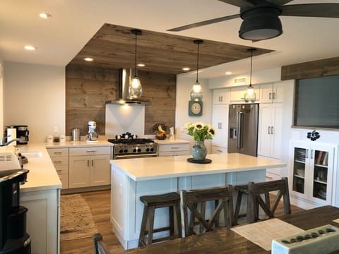 Enjoy the ocean views while preparing wonderful meals in the elegant kitchen.