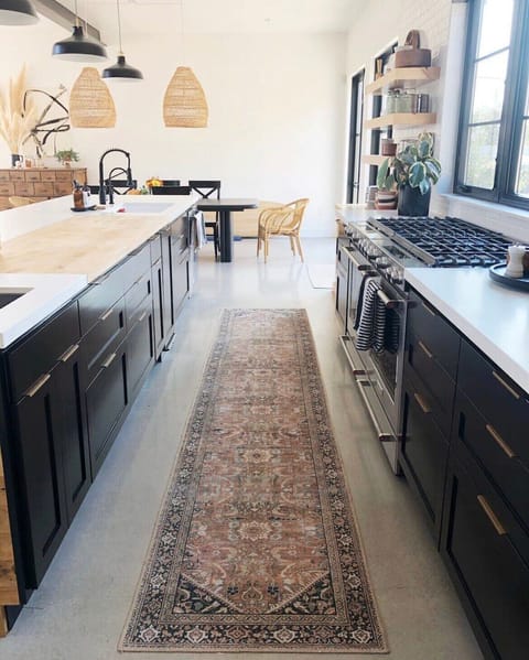 built in butcher block for kitchen prep