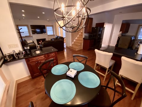 Full view of the downstairs over the dining table.  