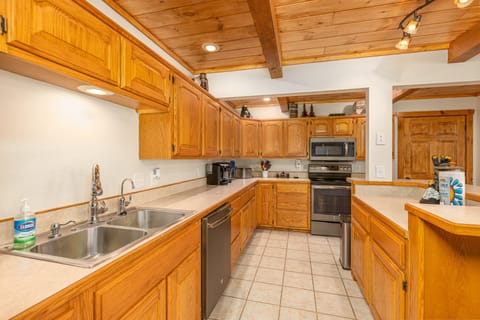 We have a regular coffee maker, a k-cup coffee maker, small appliances, dishes pots and pans