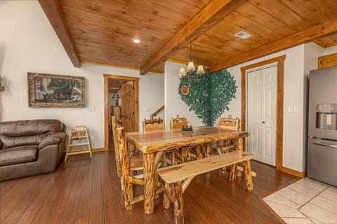 Dining table with our hand painted tree in the corner for instagram moments