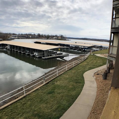 View of Dock 6 and the lake from the deck