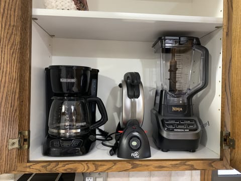 Additional appliances include coffee maker, waffle maker, blender, ice maker