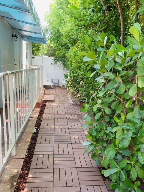New Private Space Outside with Composite Pavers and Table & Chairs.