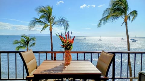 Enjoy meals on the lanai while watching whales and the ocean