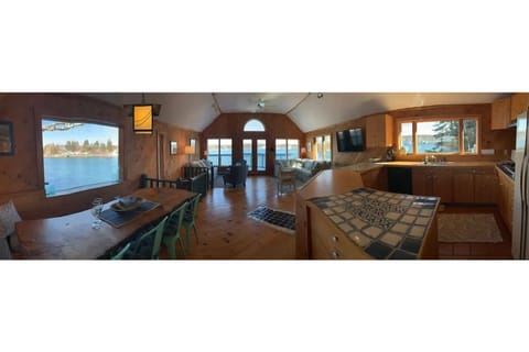 Panoramic photo shows the 180 degree view you see when you step in the house