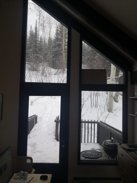 out that door, about 20 min hike to West Fork of Two Creeks