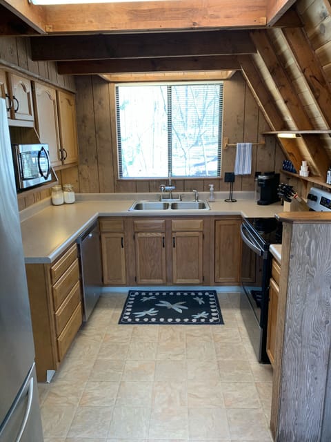 Kitchen with new stainless steel appliances