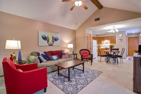 Open concept with lofted ceilings.