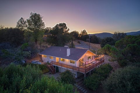 Evening arial twilight view of house