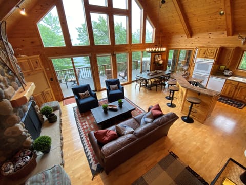 Great room has spectacular views and comfortable custom furnishings