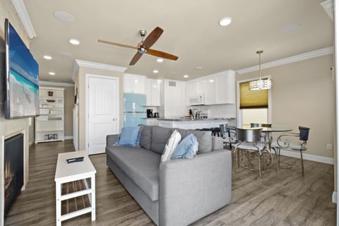 Living/dining/kitchen all open to the patio