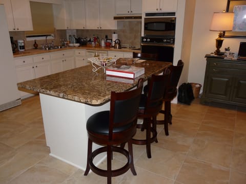 Sit at kitchen island and desk