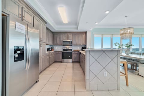 High end kitchen with stainless steel appliances