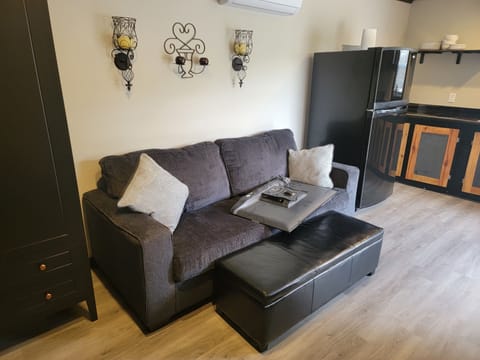 folds out to be a queen bed with a memory foam topper if you need it