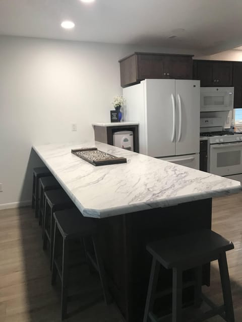 Large counter, seating 5 -- plenty of room to prep and serve food!