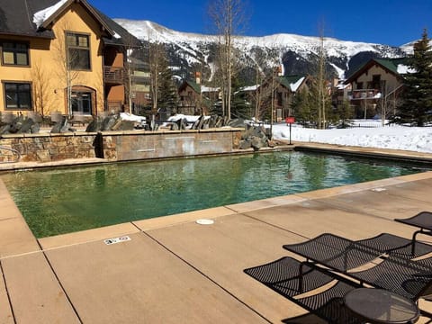 Pools, hot tub and fire pit share the same spectacular mountain views.