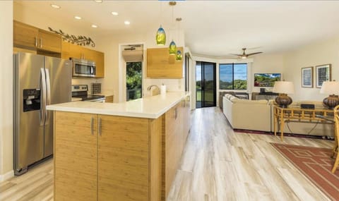 Updated kitchen cabinets and countertops, 