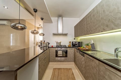 Professional fully-equipped kitchen in rental luxury villa Stone Castle in Selca- Brač with private pool and sea view.