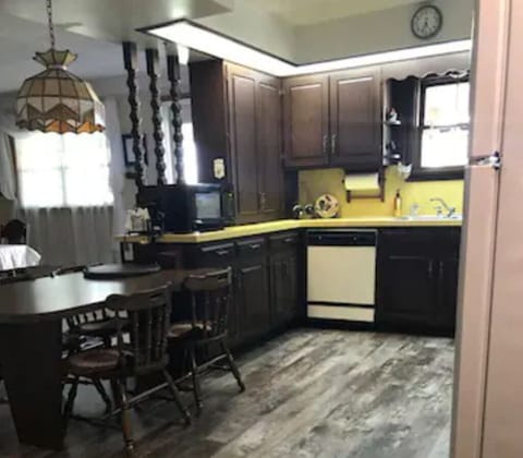 Farm Kitchen has everything you will need to cook. Pots, pans, dishes, etc.