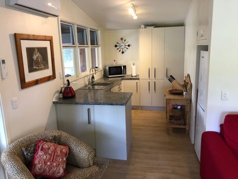 Kitchenette, microwave, toaster, induction hob, electric frypan, jug